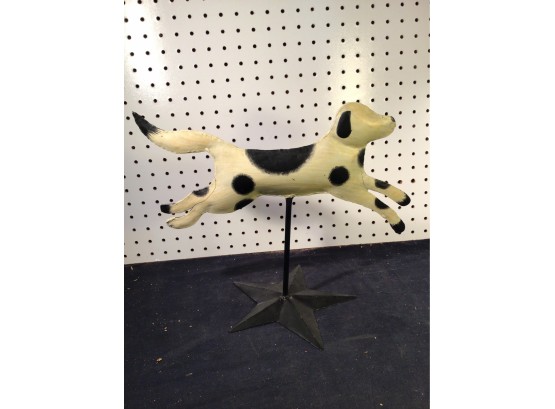 Folksy - Metal Jumping Dog On Stand - Folk Art Style Decorative
