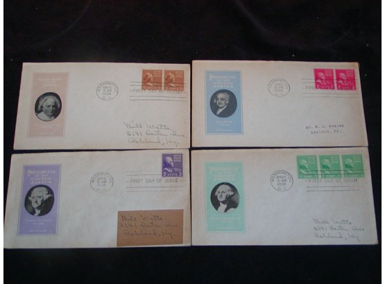 4 ANTIQUE / VINTAGE US POSTAL SERVICE, USPS, FIRST DAY COVERS - FDC's