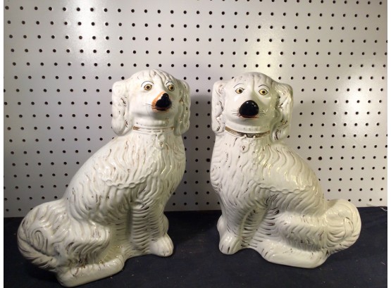 19th Century ANTIQUE English STAFFORDSHIRE DOGS - Pair, Approx. 12' Tall