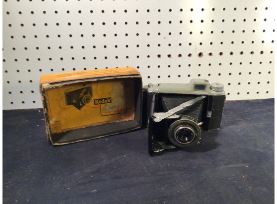 Antique Kodak Folding Camera In Original Box, With Instructions & Film Inside