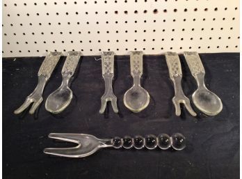Lot Of 3 Salad Forks And Spoon Sets With One Spare Fork
