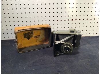 Antique Kodak Folding Camera In Original Box, With Instructions & Film Inside