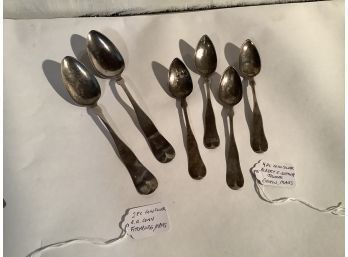 6 Pc Antique Coin Silver Spoon Lot 3oz Total Fitchburg & Boston Mass