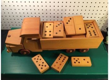 Wooden Toy Truck Carrying Wooden Dominoes