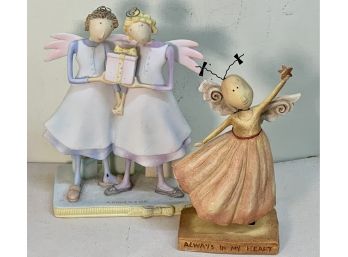 2 Angel Figurines, Claire Stoner, & Dan DiPaulo/karen Good Retired Pieces