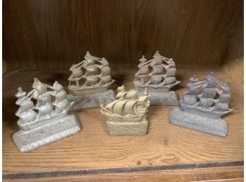 Odd Lot Of 5 Mismatched Cast Iron Ship Bookends