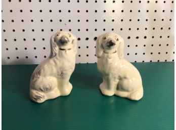 Pair 5 Inch Tall Antique STAFFORDSHIRE MANTEL DOGS Excellent Condition
