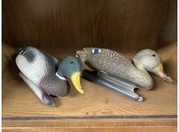 Pair Plastic Duck Decoys Made In Italy