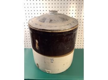Antique 5 Gallon Crock With Lid
