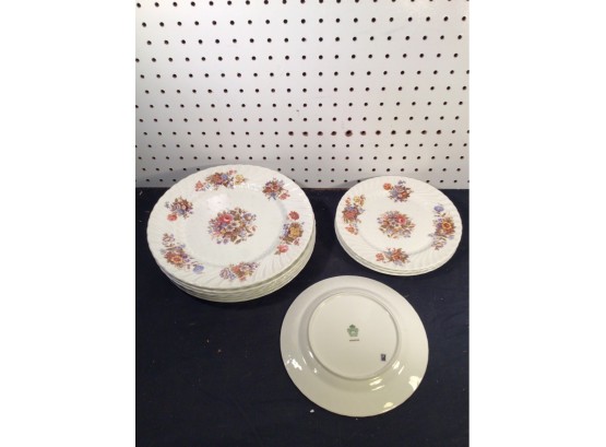 BEAUTIFUL SET Of 10 Aynsley Dinner Plates - In The 'Summertime' Pattern.