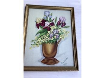 Antique Original Oil Painting On Board - Still Life, Signed D'Lussier' & Dated 1946