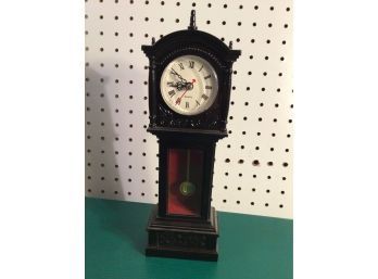Miniature Grandfather Style Mantel Clock, Battery Op
