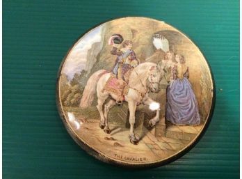 Antique 19th Century Hand Painted Pot Lid - With Info On Pot Lids Inside