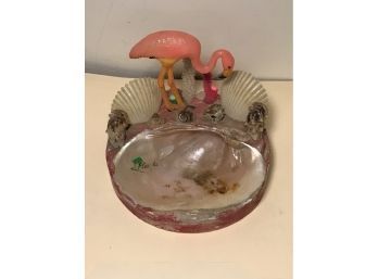 Could You Use A Little Florida Right Now? Vintage Florida Souvenir Collectible, Ashtray, Shells & Flamingo