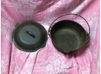 10 And A Half Inch Antique Cast Iron Pot - WITH LID!!