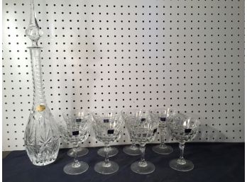 WEST GERMAN & FRENCH - LEAD CRYSTAL Wine Glasses And DECANTER - Great Set!