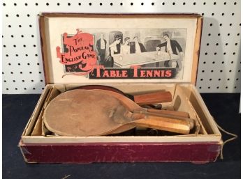 Antique Circa 1900 Table Tennis Game - Complete In Orig. Box