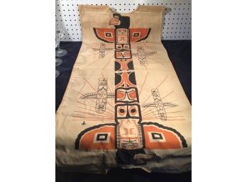 Vintage Native American Wall Hanging Textile, 40 X 18.5, Totem Design