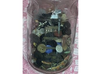 Vintage Jar With Vintage Buttons