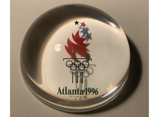 Atlanta Olympics Circa 1996 Paperweight, 3.5 Inch Diameter