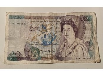 Bank Of England 20 Pound Note. Spendable! Worth $25.20 U.S. Today, Can Be Shipped