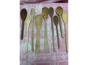 Wooden Spoon Lot #4, 9 Long Handled Stirring Spoons