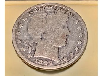 Circa 1897 U.S. Half Dollar Coin - 90 Silver