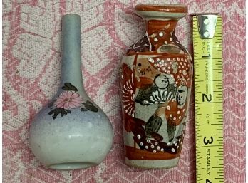 2 Antique Asian Mini Vases, Satsuma, Etc. Just 3 Inches Tall, Shipping Available