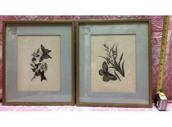 Pair Of Vintage Butterfly Prints