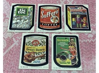 Topps - Wacky Packages Stickers, #144,163,192,185,162, Series 3, Circa 1980
