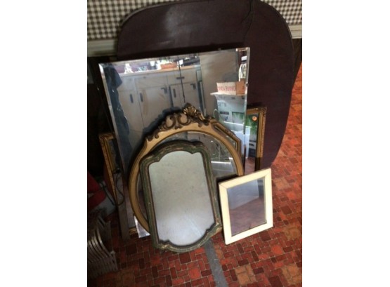 STACK Of ANTIQUE MIRRORS - Various Shapes And Sizes, But All Old.