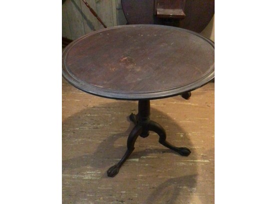 Antique DISH TOP STAND - With Paw Feet, Solid Mahogany, Top Unattached.