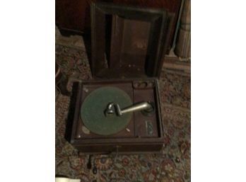 Antique Table Top Edison Record Player, Mahogany, Works