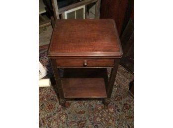 Single Drawer Solid Mahogany Stand, 18'x16' Top, With Single Shelf Below