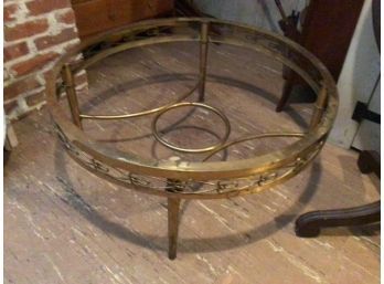 Vintage BRASS ROUND TABLE FRAME - Holywood Regency Styling, No Glass