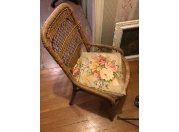 Antique Victorian WICKER SIDE CHAIR - With Woven Wicker Back And Seat
