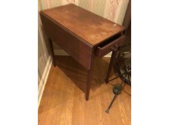 Antique C1940s Era. Two Drawer Drop Side Solid Mahogany Table