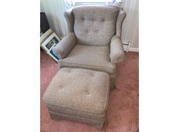 Nice Clean Upholstered Chair And Matching Ottoman