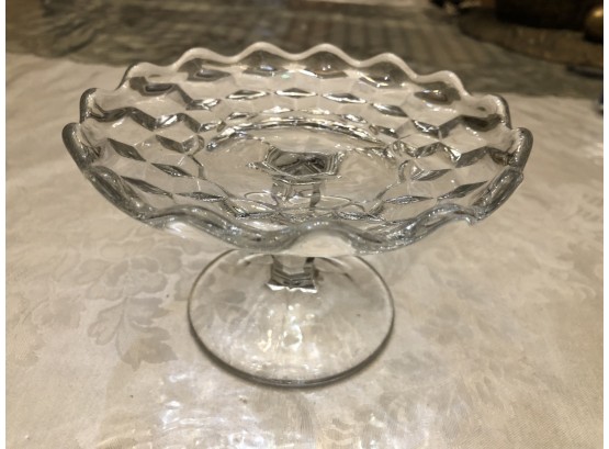 American Fostoria Pattern - Fluted Glass Stemmed Bowl, 3.25' High