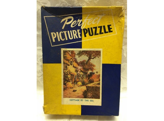 Antique Jigsaw Picture Puzzle - Cottage By The Sea, COMPLETE!!