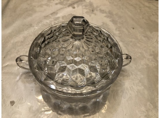 American Fostoria Pattern - Fluted Glass Covered Bowl
