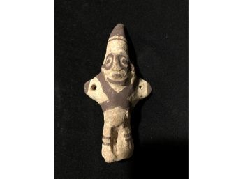Antique Clay Indian? Figurine W/ Holes Through Hands, Painted, SHIPPABLE