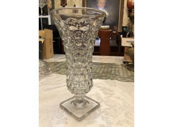 American Fostoria Pattern - Fluted Glass Vase, Round, 9.5' High
