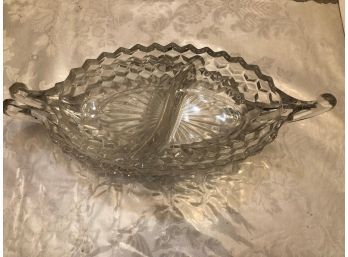 American Fostoria Pattern - Fluted Glass 2 Divided Dishes