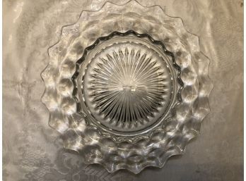 American Fostoria Pattern - 3 Fluted Glass Plates, 8.25' Diameter