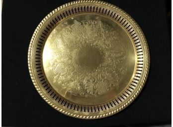 Engraved 24k Gold Plated Round Platter Tray, SHIPPABLE
