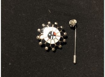 Native American Sterling Silver Rose Pin And Inlaid Stone Jewelry Item, SHIPPABLE