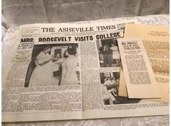 Mrs. Roosevelt Visits College - The Ashville Times Newspaper - July 21, 1942