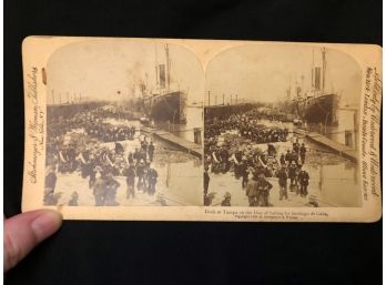 Stereoview Card - C1898 Dock At Tampa On Day Sailing For Santiago De Cuba - Shippable