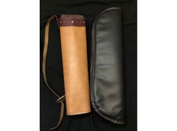 2 Arrow Quivers - One Leather W/ Strap & 1 Black - Shippable
